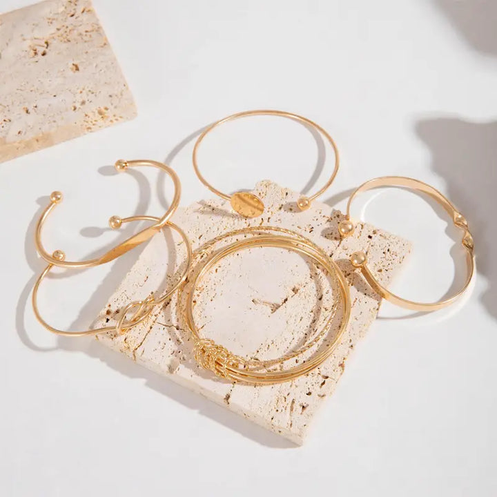Gretha™ | Gouden Armbanden Set