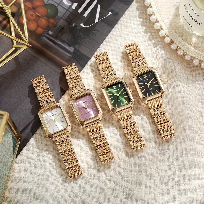 Ria™ | Gouden Schakelhorloge