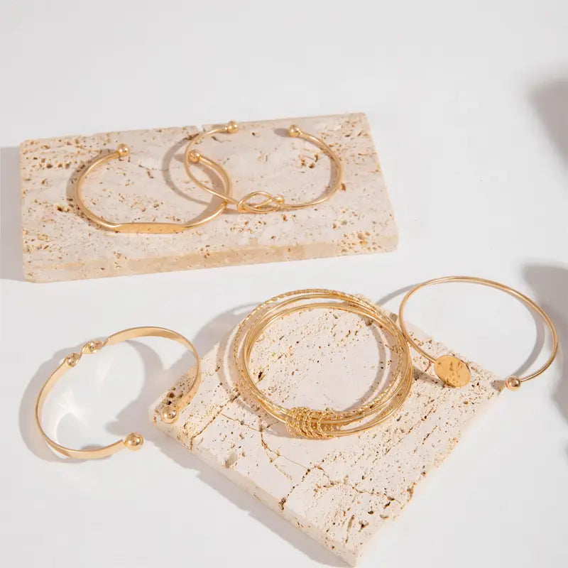 Gretha™ | Gouden Armbanden Set