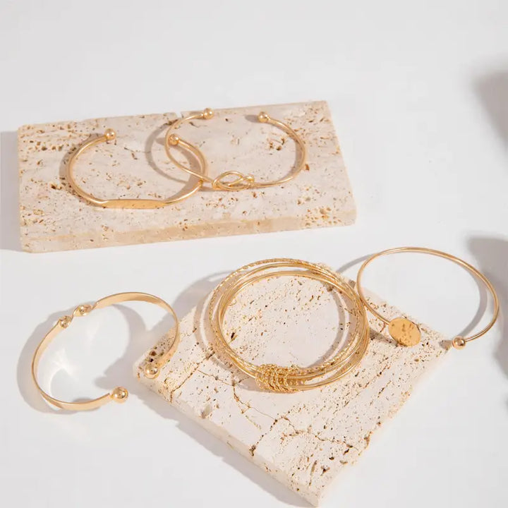 Gretha™ | Gouden Armbanden Set