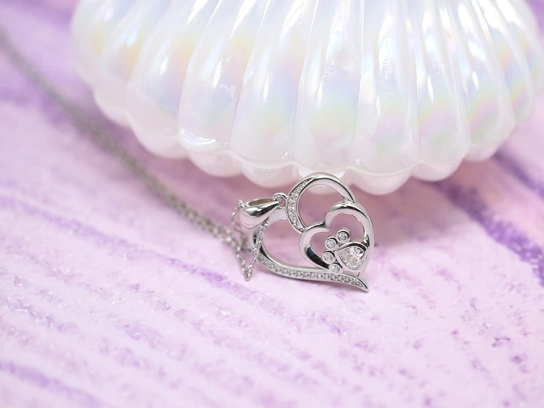 Pootje™ | Zilveren Ketting met Pootje en Hart