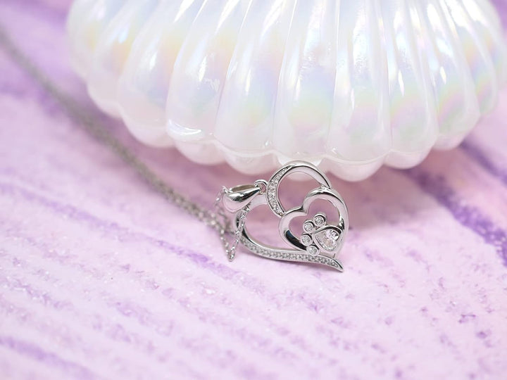 Pootje™ | Zilveren Ketting met Pootje en Hart