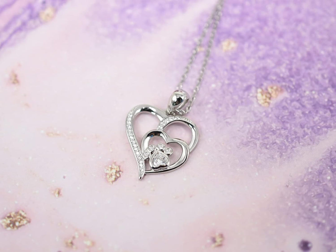 Pootje™ | Zilveren Ketting met Pootje en Hart