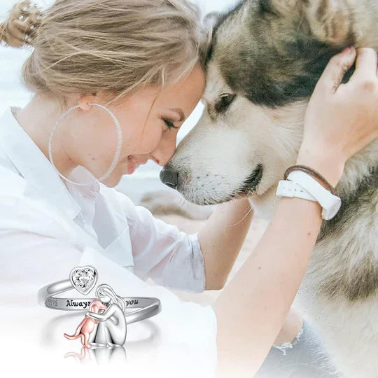 Mila™ | Verstelbare Zilveren Ring met Hondje