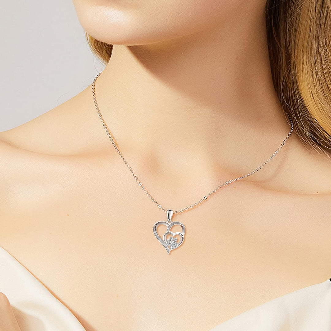 Pootje™ | Zilveren Ketting met Pootje en Hart