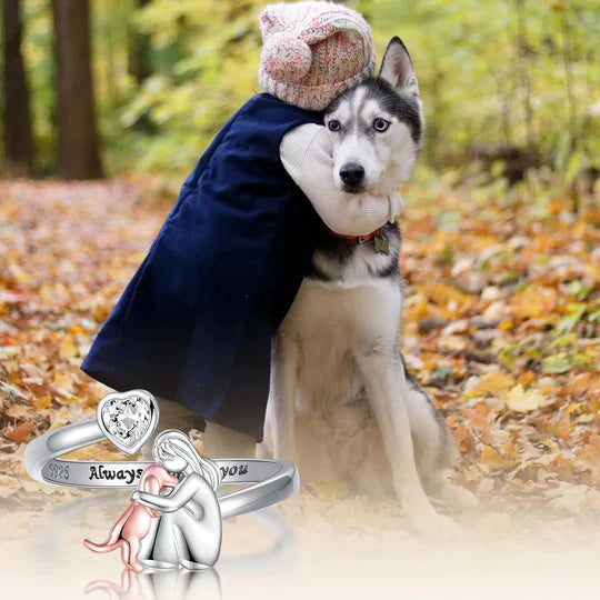 Mila™ | Verstelbare Zilveren Ring met Hondje