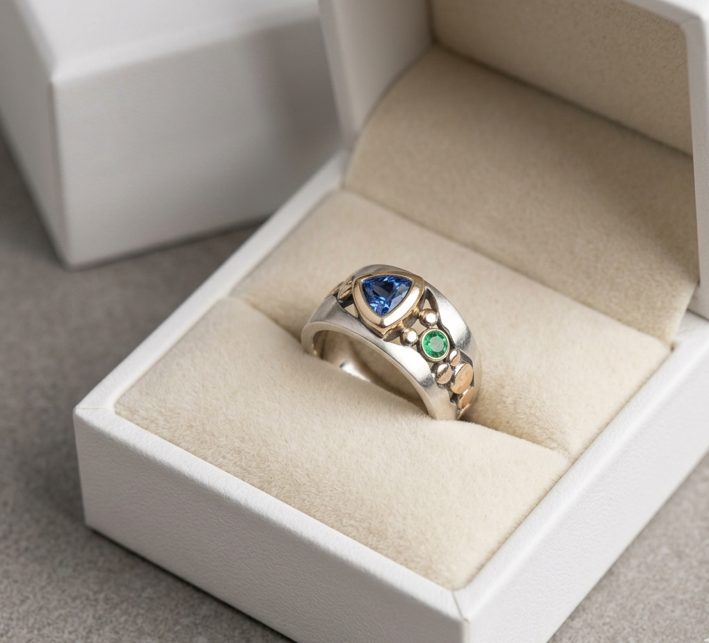 Elly™ | Zilveren Ring met Blauw Kristal