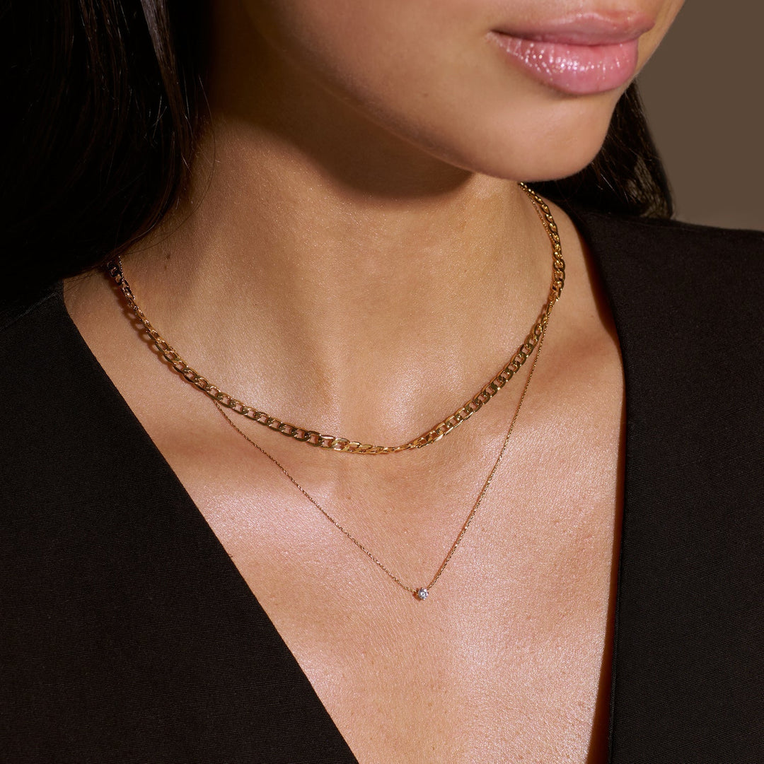 Wieke™ | Platte Gouden Gourmetketting