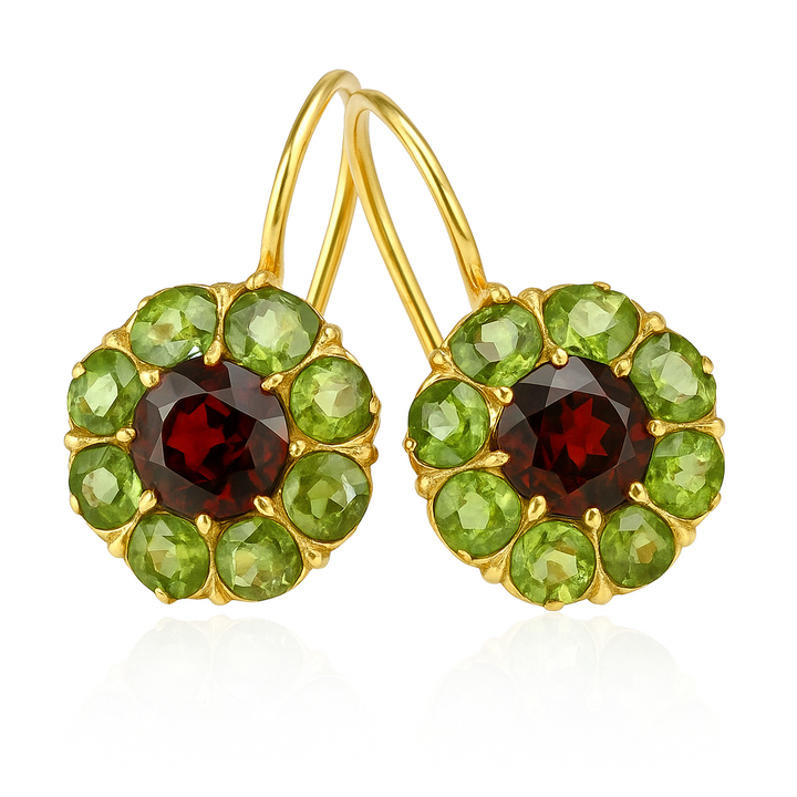 Vintage™ | Kristallen Druppel Oorbellen in Groen en Rood