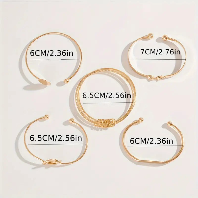 Gretha™ | Gouden Armbanden Set
