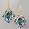 Marlies™ | Goud en Zilveren Oorbellen met Blauw Kristal