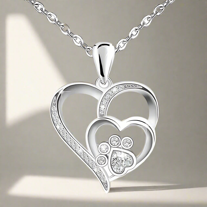 Pootje™ | Zilveren Ketting met Pootje en Hart