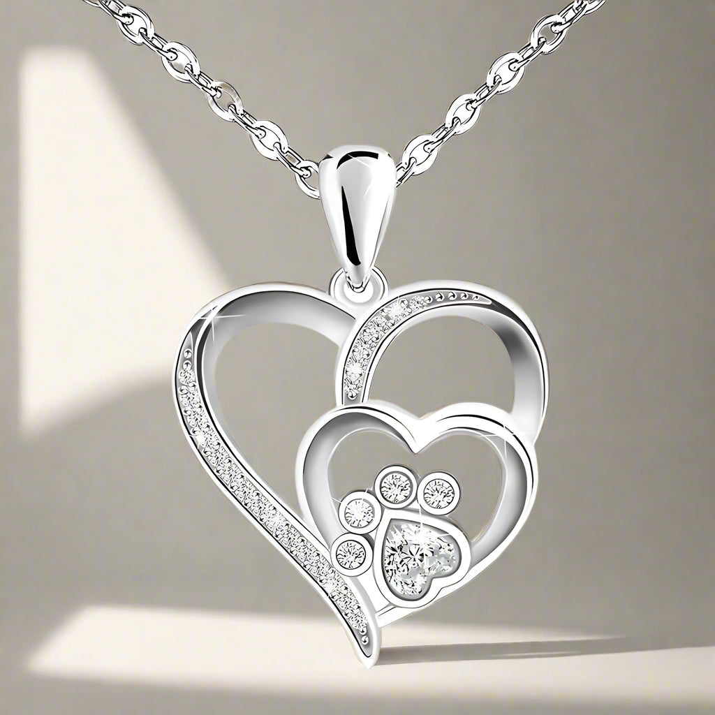 Pootje™ | Zilveren Ketting met Pootje en Hart