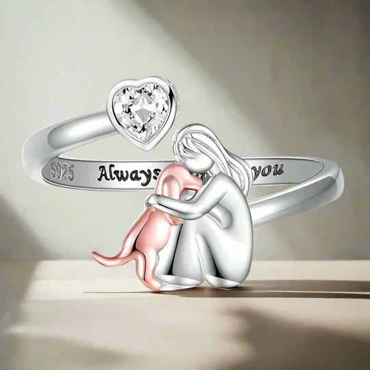 Mila™ | Verstelbare Zilveren Ring met Hondje